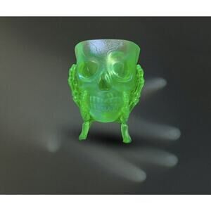Halloween Skeleton Skull Spooky Snack Candy Bowl‎ Green NEW 7 Inch